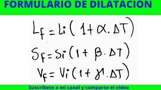 DILATACIÓN DE LOS CUERPOS SÓLIDOS FORMULAS EXPLICACIÓN DE LAS FÓRMULAS LINEALES SUPERFICIAL CÚBICAS [upl. by Pinsky]