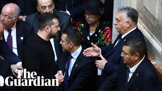 Ukraines Zelenskiy filmed having intense conversation with Hungarys Orbán [upl. by Ramo]