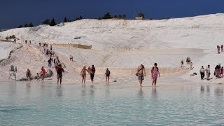 Pamukkale in Denizli Turkey  Turkiye walking down thermal pools Cotton Castle denizlihotelcom [upl. by Timmy153]