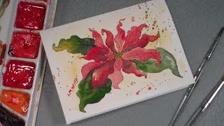 watercolor poinsettia tutorial [upl. by Drawe471]