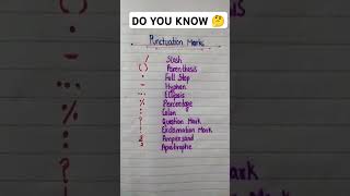 PUNCTUATION  PUNCTUATION MARKS IN ENGLISH GRAMMAR  DO YOU KNOW THESE SYMBOLS ytshorts trending [upl. by Coplin]