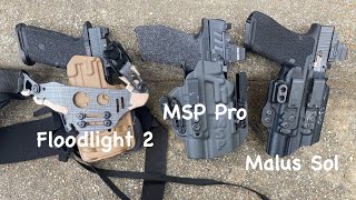 Universal Light Bearing Holster Showdown  Malus Sol vs MSP Pro vs Floodlight 2 [upl. by Ociral304]