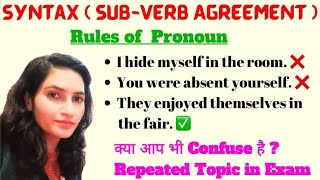 Syntax  Subjectverb Agreement  Error of Pronoun  Syntax of Pronoun with examples [upl. by Ayekat946]