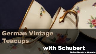 German Vintage teacups Meissen Dresden Bavaria Rosenthal etc with Schubert Ballet Music [upl. by Nilsoj]