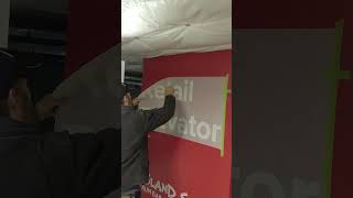 White Vinyl on Red Wall 3 satisfying oddlysatisfying signs installation vinyl shorts [upl. by Kennett586]