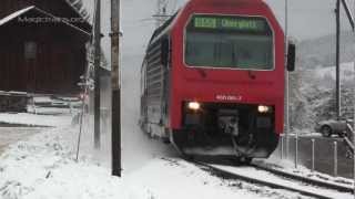 Züge im Schnee SBahn Niederweningen  Oberglatt [upl. by Pessa896]