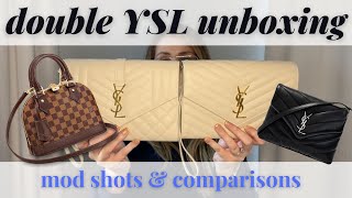 2 YSL POUCH UNBOXING  Mod shots Comparison to Alma BB Toy LouLou Neverfull Pouch [upl. by Anirhtak]