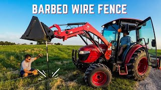 INSTALLING a BARBED WIRE FENCE [upl. by Elletse159]