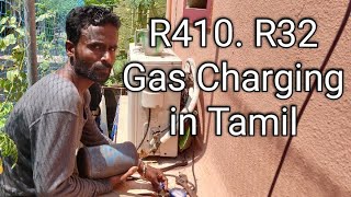 Split AC R410 Gas charging in Tamil 9840814014 [upl. by Tenaej]