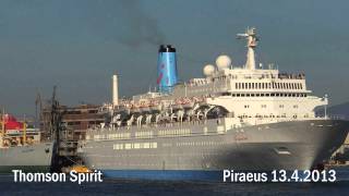 THOMSON SPIRIT departure from Piraeus Port [upl. by Llesram]