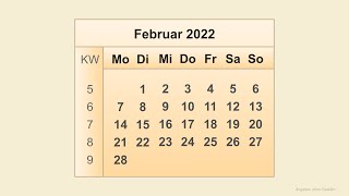 Kalender Februar 2022 [upl. by Gorski]