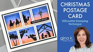 Christmas Postage Card  Silhouette Stamping Technique [upl. by Ahsratal]