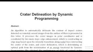 Crater Delineation by Dynamic Programming [upl. by Eelanna685]