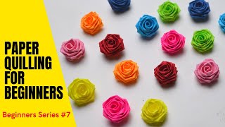 How to make paper Roses  Paper Quilling tutorial for rose making Easy to make rose  Crafts by anu [upl. by Ahsaz]