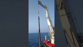 Monopile lifting activity in offshore oilfield [upl. by Terriss]