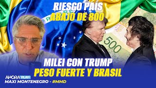 RIESGO PAÍS CAE ABAJO DE 800 MILEI CON TRUMP PESO FUERTE Y BRASIL  Maxi Montenegro MaxiMediodía [upl. by Dom]