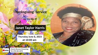 Thanksgiving Service for the life of Janet Taylor Harris [upl. by Fougere871]