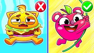 Healthy Food vs Junk Food Song 🍔🍌🍕🍎 Funny Kids Songs 😻🐨🐰🦁 And Nursery Rhymes by Baby Zoo [upl. by Emmett]