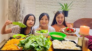 Eating Fresh Lettuces with Chicken gizzards and liver Mukbang  Friendship day Special [upl. by Halvaard]