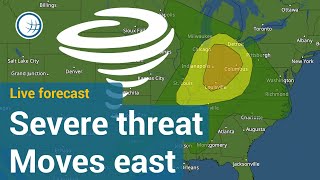 Tornado threat moves east into Mississippi and Ohio Valleys [upl. by Shiller]