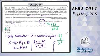 IFRJ  2017  QUESTÃO 15  EQUAÇÕES [upl. by Kielty635]