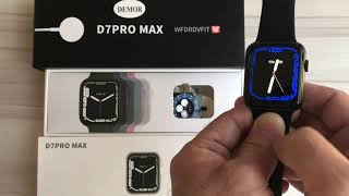 DEMOR IWO D7 Pro Max Smart Watch Series 7 D7Pro Smartwatch Unboxing Function Review Language Setting [upl. by Elockin312]