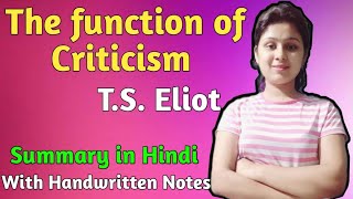 The Function of Criticism by TS Eliot in Hindi  The Function of Criticism by TS Eliot [upl. by Gillian817]