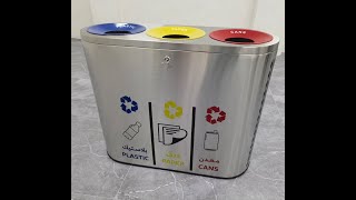 Stainless steel garbage bin 3 compartments Stainless steel recycle bins [upl. by Jameson]