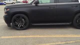 Satin Black Wrapped Lowered 2016 Tahoe on 24s [upl. by Ajax]