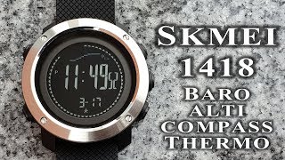 Skmei 1418 1427 watch review Barometer Altimeter Compass Thermometer Pedometer 183 skmei [upl. by Berlyn228]