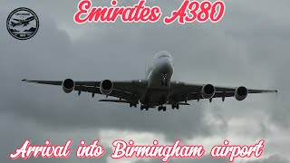 Emirates A380 into Birmingham Airport Reg A6EVB from DXB [upl. by Yokoyama]