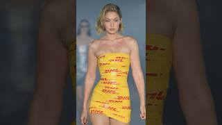 Gigi Hadids DHL Tape Dress Do they think we will buy anything with a designer name [upl. by Katina]