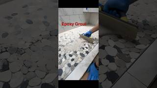 Pebble Tile at Shower Pan short shorts short video [upl. by Bentlee]