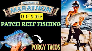 Florida Keys Patch Reef Fishing Marathon Porgy Catch and Cook Tacos Mangrove Snapper Huge Grunt [upl. by Sheedy]