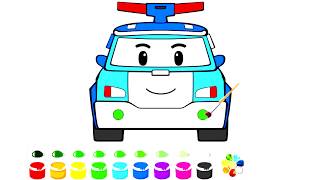 Robocar poli Drawing and Coloring pages with Robocar Poli toys for kids [upl. by Yoc]