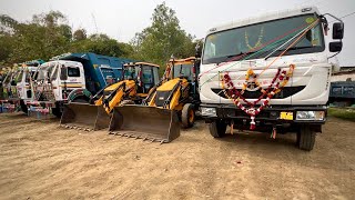 TATA 3530 Tipper bs6 first time work Loading Mud new jcb 3dx TATA 2518 Tipper [upl. by Grania]