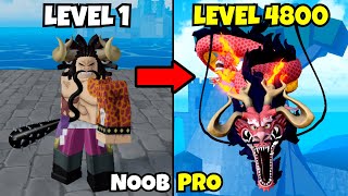 Beating King Legacy as Kaido Lvl 0 to Lvl 4800 Noob to Pro in King Legacy [upl. by Nalyt]