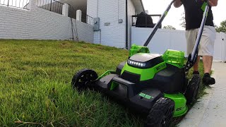 First Cut with Greenworks 80V 25quot Lawn Mower [upl. by Aiyt]