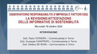 Osservatorio responsabilità impresa e fattori ESG Revisioneattestazione informative sostenibilità [upl. by Thacker]