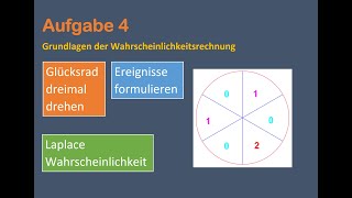 Aufgabe 4 Glücksrad dreimal drehen Ergebnismenge und LaplaceWahrscheinlichkeit [upl. by Ricky236]