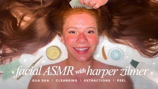 Harper Zilmers First ASMR Facial  Hydrafacial  Black Jelly Mask  Pink Ice Globes [upl. by Hodgson]