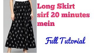 Long Skirt cutting and stitching easy tutorial gathered Long Skirt full tutorial [upl. by Atalya306]