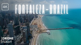 Fortaleza Brazil  Drone Flight Over The Beautiful Beach Town of Fortaleza  4K Ultra HD Video [upl. by Oliy411]