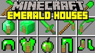 Minecraft EMERALD HOUSE MOD  LIVE INSIDE EMERALD BLOCK HOUSE SWORD amp MORE  Modded MiniGame [upl. by Nagram]