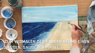 Teil 23 Meer Himmel Wolken Malkurs Acryl Tutorial Lasurtechnik [upl. by Artiek]