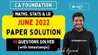 4 CA Foundation Maths Stats June 2022 Paper Solution  CA Foundation Maths Stats LR  Akash Agrawal [upl. by Baxie]