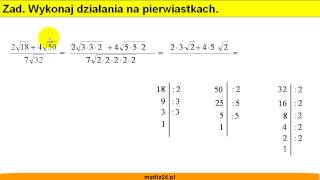 Działania na pierwiastkach  Działanie dodawania i odejmowania pierwiastków  Matfiz24pl [upl. by Savinirs]