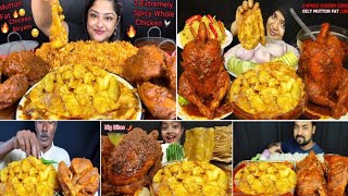 EATING OILY MUTTON FAT CURRYBIG WHOLE CHICKEN CURRY WITH RICE FOOD EATING VIDEOS 🤤 BIG BITES [upl. by Ylrebmek]