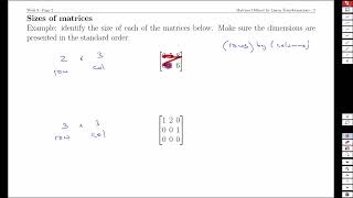 Week 88 Matrices Defined by Linear Transformations [upl. by Naggem633]