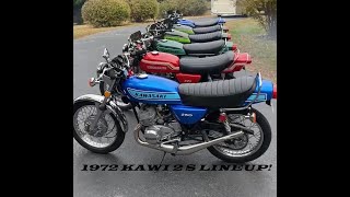 Kawasaki 2Stroke Lineup All clean amp running so you can hear that original 2Stroke exhaust sound [upl. by Aiepoissac]